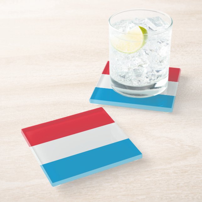 Dessous-de-verre En Verre Drapeau du Luxembourg (Incliné)