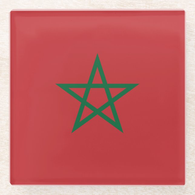 Dessous-de-verre En Verre Drapeau du Maroc (Devant)