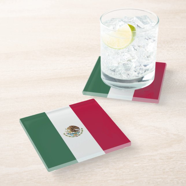 Dessous-de-verre En Verre Drapeau du Mexique (Incliné)