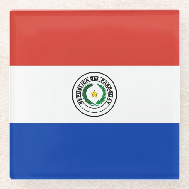Dessous-de-verre En Verre Drapeau du Paraguay (Devant)