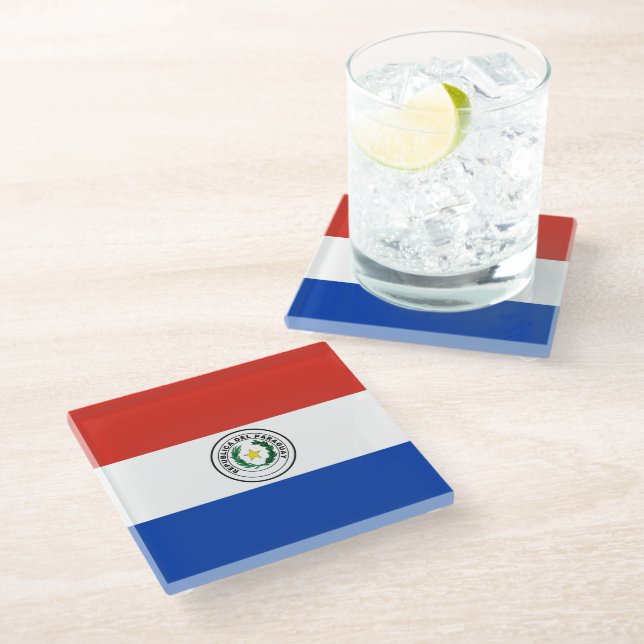 Dessous-de-verre En Verre Drapeau du Paraguay (Incliné)