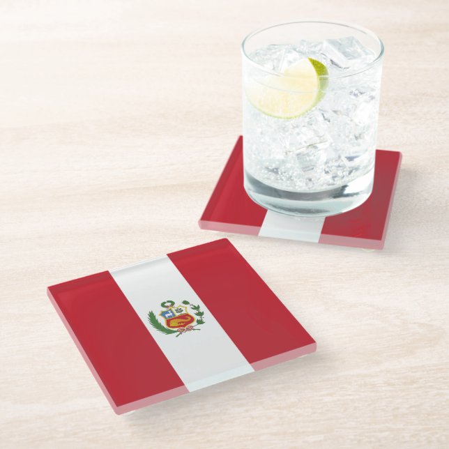 Dessous-de-verre En Verre Drapeau du Pérou (Incliné)