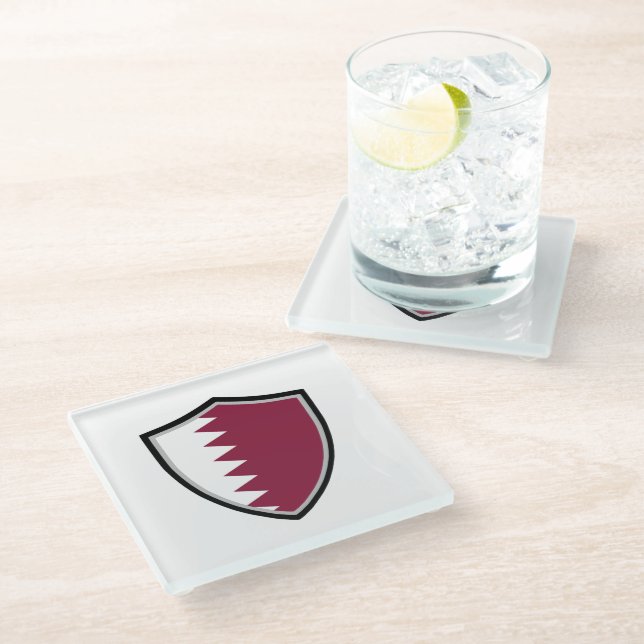Dessous-de-verre En Verre Drapeau du Qatar (Incliné)