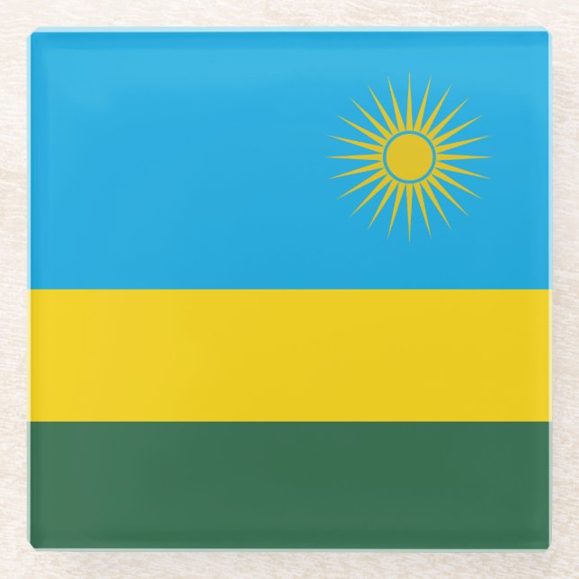 Dessous-de-verre En Verre Drapeau du Rwanda (Devant)