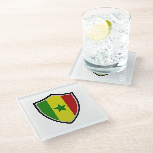 Dessous-de-verre En Verre Drapeau du Sénégal (Incliné)