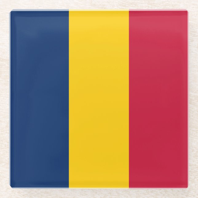 Dessous-de-verre En Verre Drapeau du Tchad (Devant)