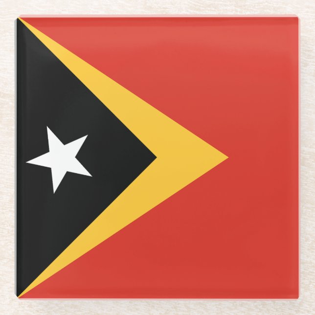 Dessous-de-verre En Verre Drapeau du Timor oriental (Devant)