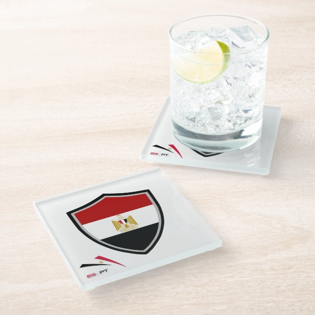 Dessous-de-verre En Verre Drapeau égyptien (Incliné)
