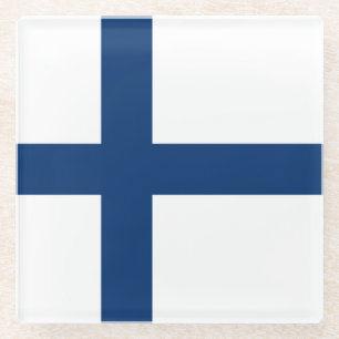 Dessous-de-verre En Verre Drapeau Finlande