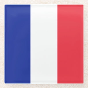 Dessous-de-verre En Verre Drapeau France Tricolore