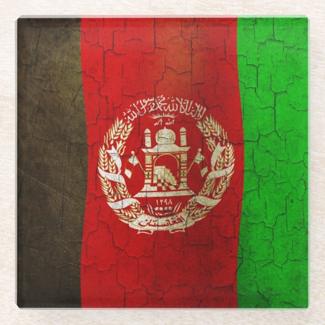 Dessous-de-verre En Verre Drapeau grunge de l'Afghanistan (Devant)