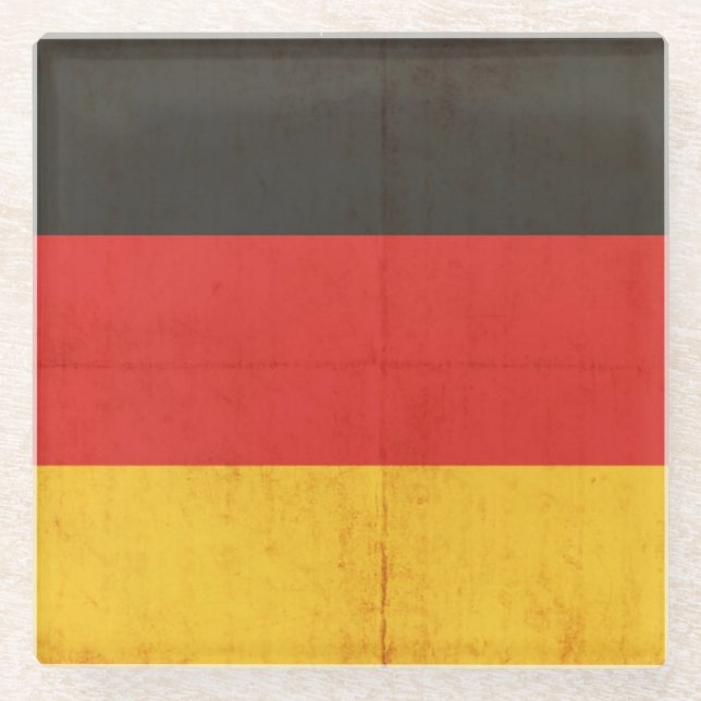 Dessous-de-verre En Verre Drapeau grunge de l'Allemagne (Devant)