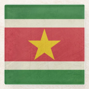 Dessous-de-verre En Verre Drapeau grunge d'État souverain du Surinam