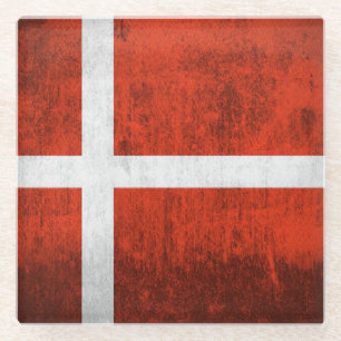Dessous-de-verre En Verre Drapeau grunge du Danemark