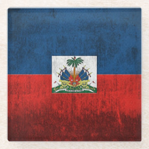 Dessous-de-verre En Verre Drapeau grunge du Haïti