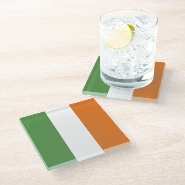Dessous-de-verre En Verre Drapeau irlandais (Incliné)