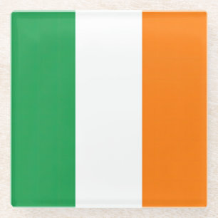Dessous-de-verre En Verre Drapeau Irlande Tricolore