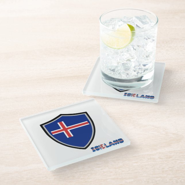 Dessous-de-verre En Verre Drapeau islandais (Incliné)
