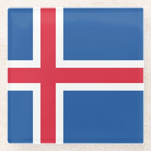 Dessous-de-verre En Verre Drapeau Islande (Devant)
