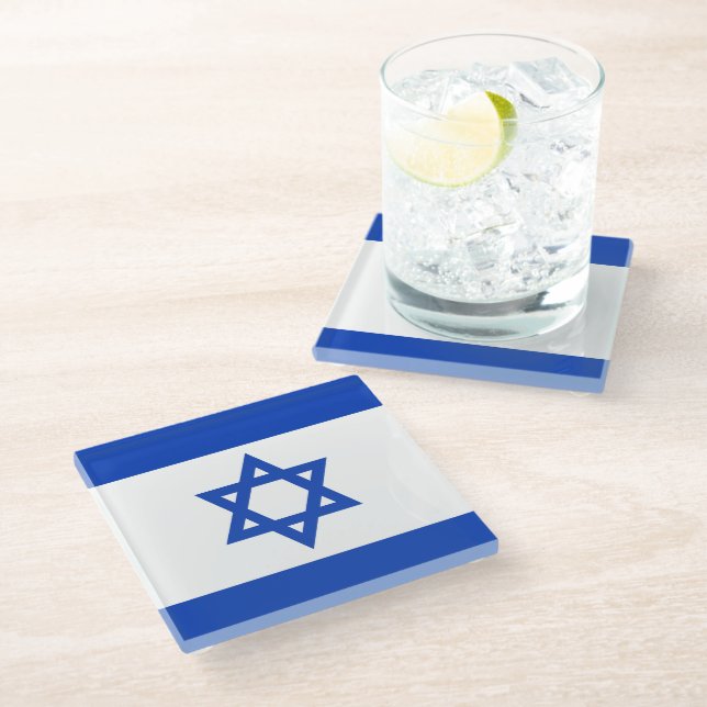 Dessous-de-verre En Verre Drapeau Israël (Incliné)