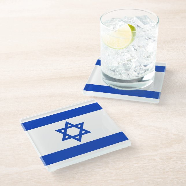 Dessous-de-verre En Verre Drapeau Israël (Incliné)