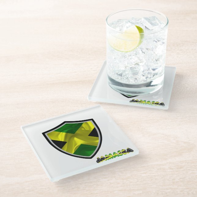 Dessous-de-verre En Verre Drapeau jamaïcain (Incliné)