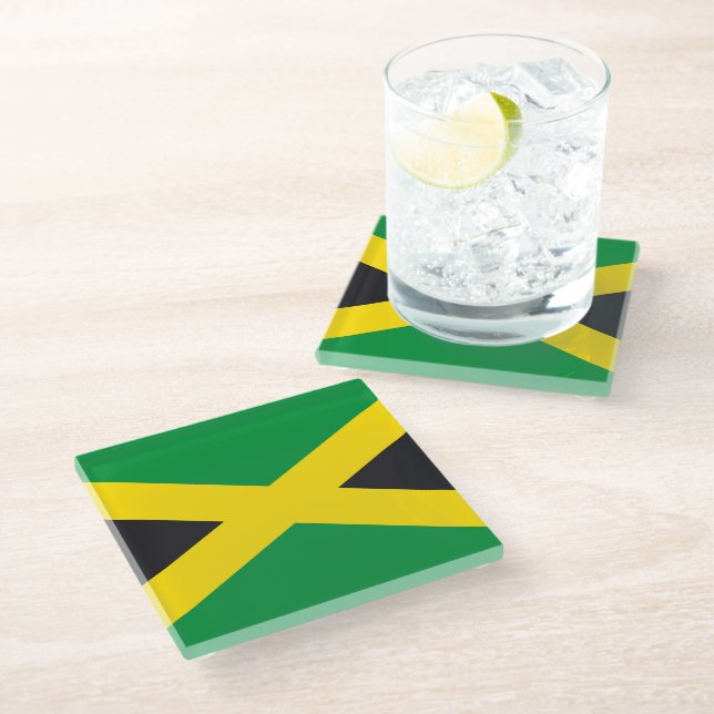 Dessous-de-verre En Verre Drapeau jamaïcain (Incliné)