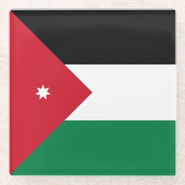 Dessous-de-verre En Verre Drapeau Jordanie (Devant)
