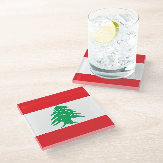 Dessous-de-verre En Verre Drapeau libanais (Incliné)