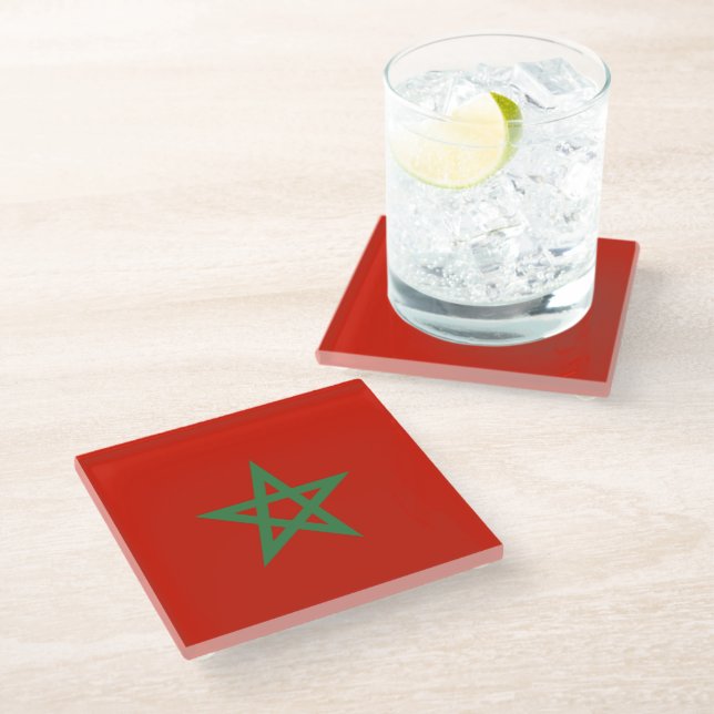 Dessous-de-verre En Verre drapeau marocain (Incliné)