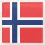 Dessous-de-verre En Verre Drapeau Norvège<br><div class="desc">Drapeau de la Norvège: "Alt for Norge" → "Tout pour la Norvège".
Le drapeau de la Norvège est rouge,  avec une croix bleue bordée de blanc.</div>