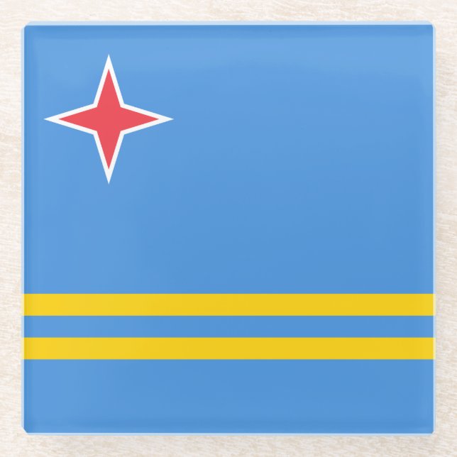 Dessous-de-verre En Verre Drapeau Patriotique Aruba (Devant)