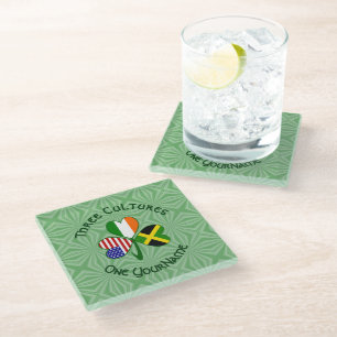 Dessous-de-verre En Verre Drapeau personnalisé du trèfle américain irlandais