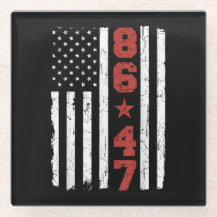 Dessous-de-verre En Verre Drapeau rétro Vintage USA 86 47 Anti Trump