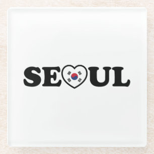 Dessous-de-verre En Verre Drapeau Seoul Love Heart Taegeukgi