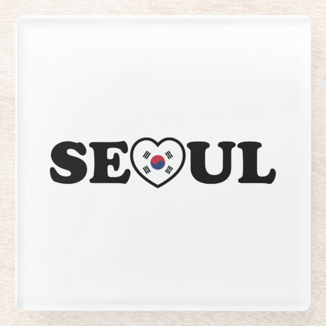 Dessous-de-verre En Verre Drapeau Seoul Love Heart Taegeukgi (Devant)