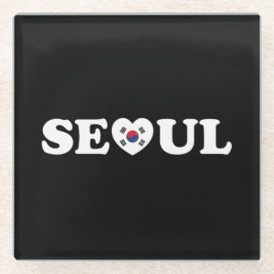 Dessous-de-verre En Verre Drapeau Seoul Love Heart Taegeukgi