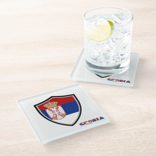 Dessous-de-verre En Verre Drapeau serbe (Incliné)