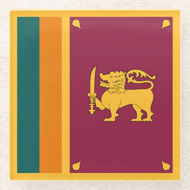 Dessous-de-verre En Verre Drapeau Sri Lanka (Devant)