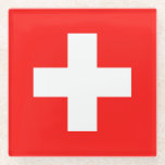 Dessous-de-verre En Verre Drapeau Suisse<br><div class="desc">Drapeau de la Suisse: "Unus pro omnibus,  omnes pro uno" → Un pour tous,  tous pour un!</div>