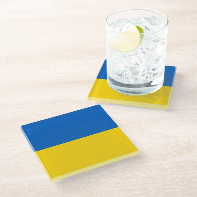 Dessous-de-verre En Verre Drapeau ukrainien (Incliné)