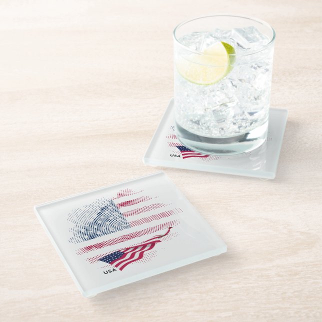 Dessous-de-verre En Verre Drapeau USA (Incliné)