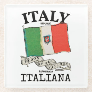 Dessous-de-verre En Verre Drapeau vintage du pays Italie