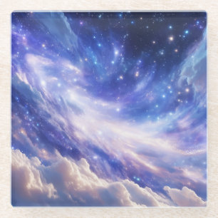 Dessous-de-verre En Verre Dreamscape cosmique : Nebula scintillante et nuit