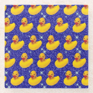 Dessous-de-verre En Verre Drôle Canards en caoutchouc Jaune Amoureux des ani