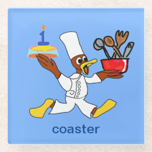 Dessous-de-verre En Verre Drôle Chef bleu clair Ducky Dessous de verre Kazoo