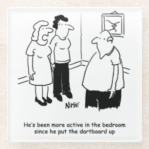 Dessous-de-verre En Verre Drôle Dart Player Cadeau. Drôle