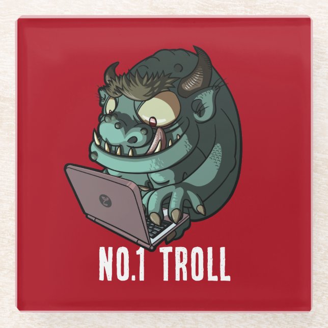 Dessous-de-verre En Verre Drôle Internet Troll Numéro 1 Troll Portable Carto (Devant)