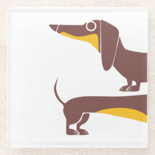 Dessous-de-verre En Verre Drôle mignon dachshund pour parent chien long