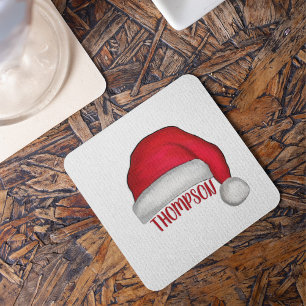 Dessous-de-verre En Verre Drôle mignon Rouge Père Noël vacances sur mesure N
